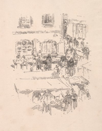De Markt, Vitre, 1893 door James Abbott McNeill Whistler