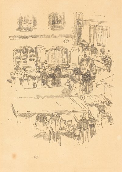 De markt, Vitré door James Abbott McNeill Whistler