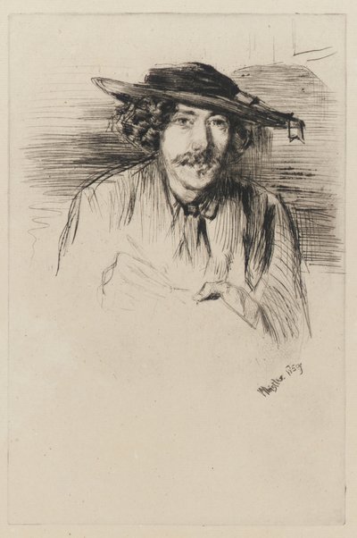 Whistler met een hoed, 1859 door James Abbott McNeill Whistler