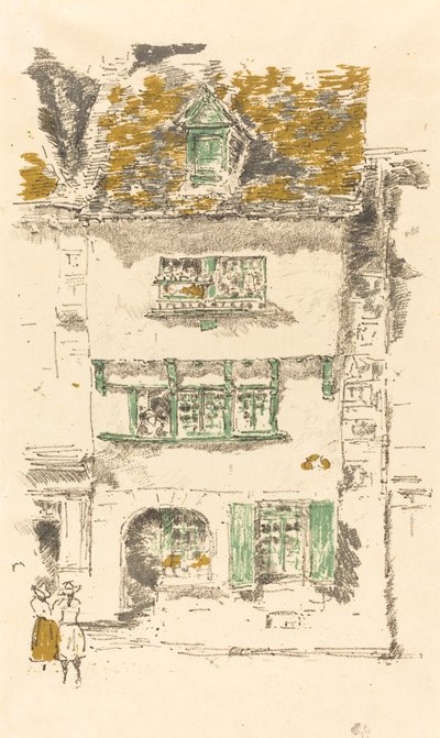 Geel Huis, Lannion, 1893 door James Abbott McNeill Whistler