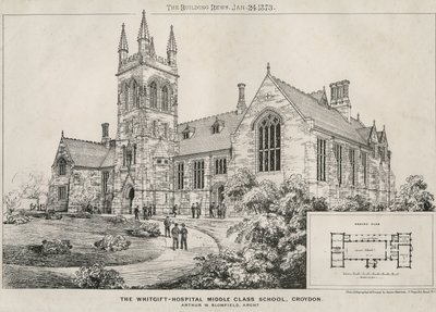 Het Whitgift Ziekenhuis Middelbare School, Croydon, 1873 door James Akerman
