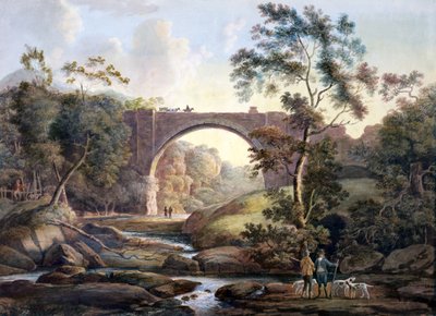 Uitzicht op Tanfield Arch in het graafschap Durham, c.1811 door James Atkinson