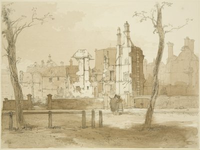 Westzijde van Queen Square, na de rellen door James Baker Pyne