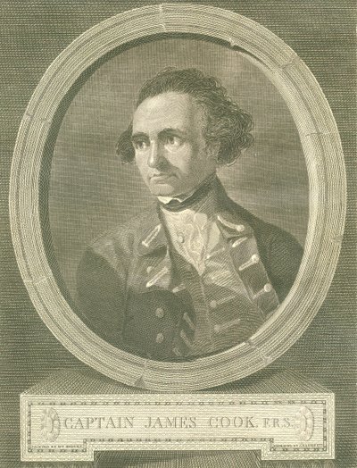 Portret van kapitein James Cook door James Basire