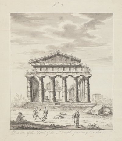 Nr. 2 Elevatie van de voorkant van de eerste tempel aan zee door James Bruce