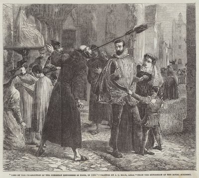Tijd van de vervolging van de christelijke hervormers in Parijs, in 1559 door James Clarke Hook