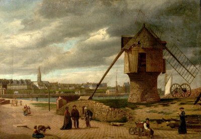 Landschap met een Windmolen, St Malo, Frankrijk, 1877 door James Collinson