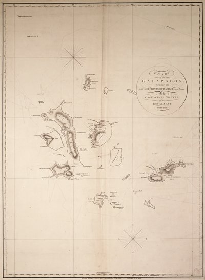 Kaart van de Galapagos, onderzocht in het koopvaardijschip 