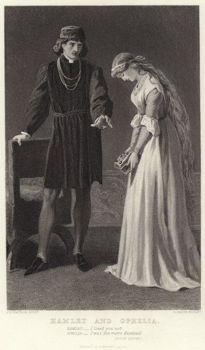 Hamlet en Ophelia, Act III, Scene I door James Dawson Watson