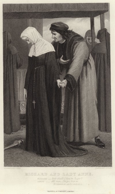Richard en Lady Anne, Richard III, Act I, Scene II door James Dawson Watson