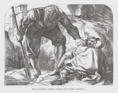 De pelgrims slapend gevonden door Giant Despair (gravure) door James Dawson Watson