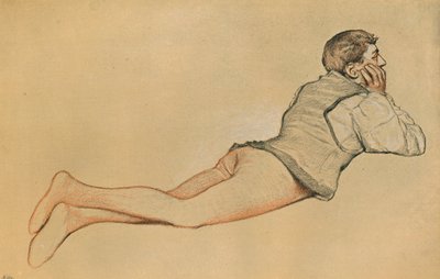 Boccaccio: De openingsscène in Decamerone Decameron, ca. 1900 door James Dromgole Linton