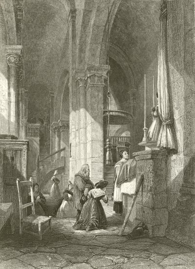 Kerk van Polignac, Auvergne door James Duffield Harding