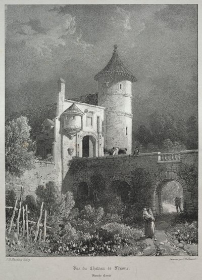 Pittoreske en romantische reizen in het oude Frankrijk. Franche-Comté: Uitzicht op het Kasteel van Frasne door James Duffield Harding