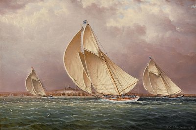 Yachting in Boston Harbor door James E. Buttersworth