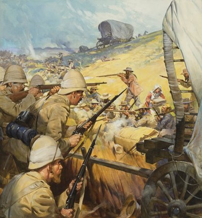 Boerenoorlog schermutseling (gouache op papier) door James Edwin McConnell