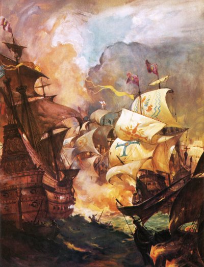 De Armada wordt vernietigd door Engelse vuurschepen door James Edwin McConnell