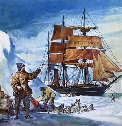 De Terra Nova in Antarctica (gouache op papier) door James Edwin McConnell