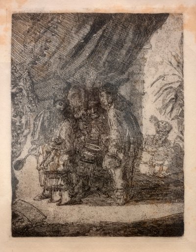 Iston, Pouffamatus, Cracozie en Transmouffe, beroemde Perzische artsen, onderzoeken de ontlasting van Darius na de Slag bij Arabela door James Ensor