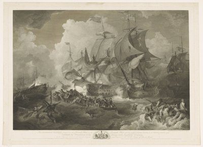 Overwinning van de Engelse vloot op de Franse vloot, 1794 door James Fittler