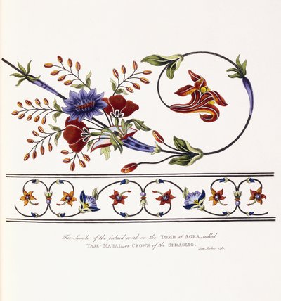 Facsimile van het ingelegde werk op het Graf in Agra, genaamd Taje-Mahal, of Kroon van het Serail door James Forbes