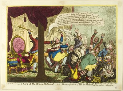 Een schop onder de brede bodem door James Gillray