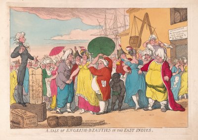 Een verkoop van Engelse schoonheden in Oost-Indië, uitgegeven 1786 door James Gillray