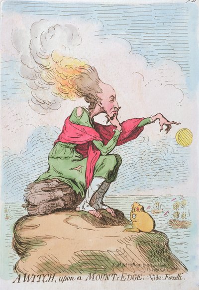 Een Heks op een Bergtop, gepubliceerd door Hannah Humphrey door James Gillray