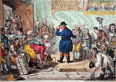Een Oude Engelse Heer Geplaagd door Dienaren die Plaatsen Willen door James Gillray