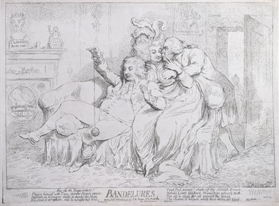 Bandelures, uitgegeven door S.W. Fores in 1791 (ets) door James Gillray