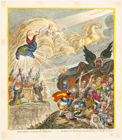Discipelen Vangen de Mantel door James Gillray