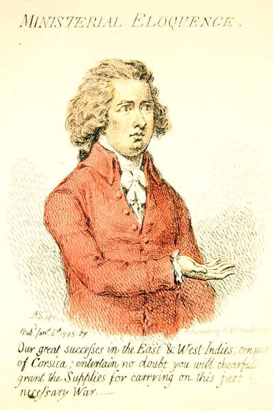 Ministeriële welsprekendheid, uitgegeven door Hannah Humphrey in 1795 (detail) door James Gillray