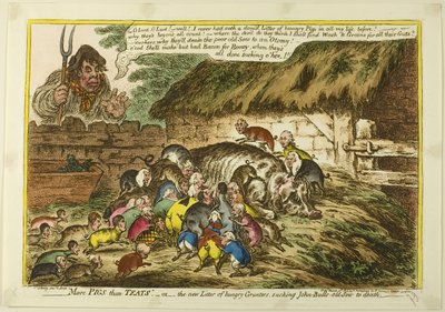 Meer varkens dan spenen door James Gillray