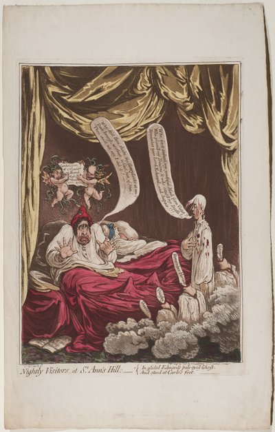 Nachtelijke bezoekers op St Anns Hill, 1798 door James Gillray