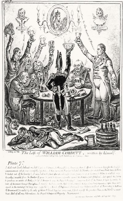 Plaat 7, uit Het Leven van William Cobbett, geschreven door hemzelf, uitgegeven door H. Humphrey, 1809 door James Gillray