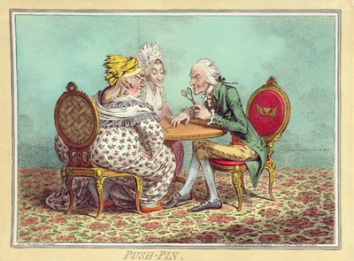 Push-Pin, uitgegeven door Hannah Humphrey in 1797 door James Gillray