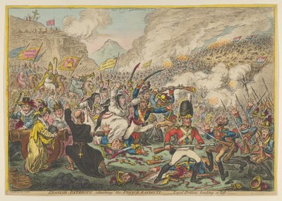 Spaanse Patriotten Aanvallende de Franse Bandieten - Loyale Britten Helpen, 15 augustus 1808 door James Gillray