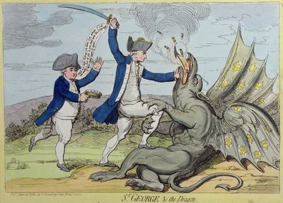 St. George en de Draak, uitgegeven door Hannah Humphrey in 1782 door James Gillray