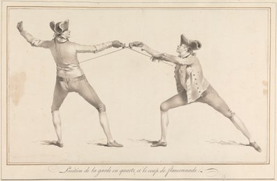 Positie van de Wacht in Quarte, en de Flanconnade Stoot door James Gwin