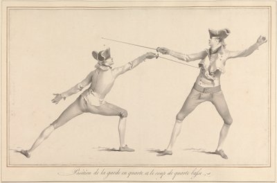 Positie van de garde in Quarte, en de slag van Quarte Basse door James Gwin