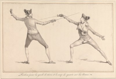 Positie voor de garde in tierce, en de slag van quarte op de wapens door James Gwin