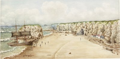 Brik aan de grond bij Marsden Rock door James Henry Cleet