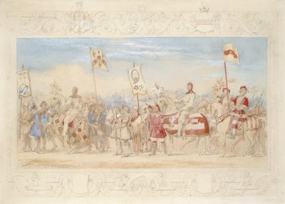 Sir Francis Hopkins Bt., Ridder van de Brandende Toren en Richard Lechmere, Ridder van de Rode Roos De Roos van Lancaster, 1839 door James Henry Nixon