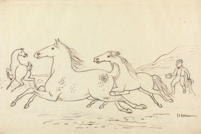 Drie paarden en staljongen door James Howe
