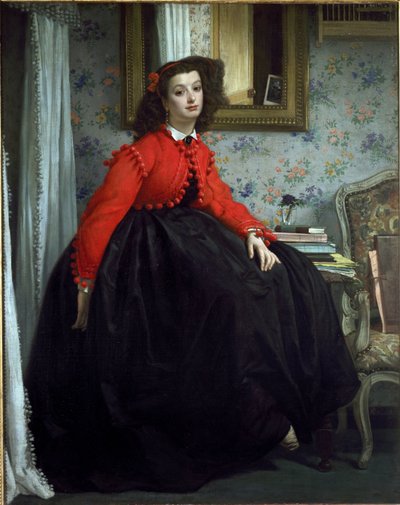 Portret van Miss L.L., genaamd Meisje met rood vest door James Jacques Joseph Tissot