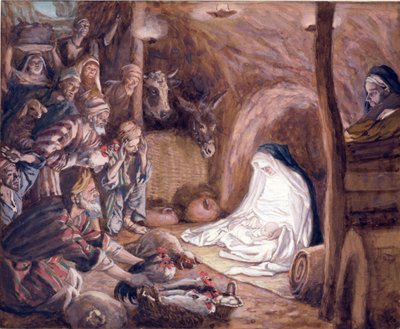 De aanbidding van de herders, illustratie voor Het leven van Christus, c.1886-94 door James Jacques Joseph Tissot