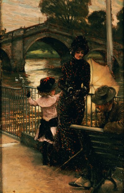 De kunstenaar, mevrouw Kathleen Newton en haar nicht, Lilian Hervey, aan de Theems in Richmond, 1878-79 door James Jacques Joseph Tissot