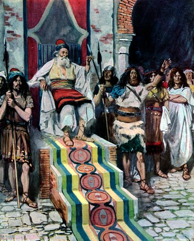 David ziet de boodschapper aankomen - Bijbel door James Jacques Joseph after Tissot