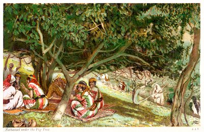 Nathanaël onder de vijgenboom - Sint Johannes, Bijbel door James Jacques Joseph after Tissot