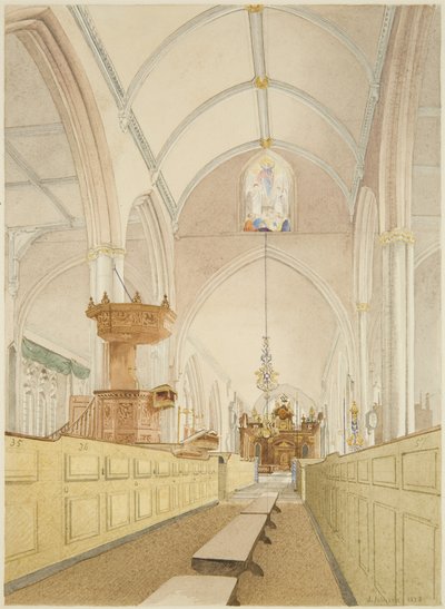 Interieur van Temple Church, kijkend naar het oosten door James Johnson